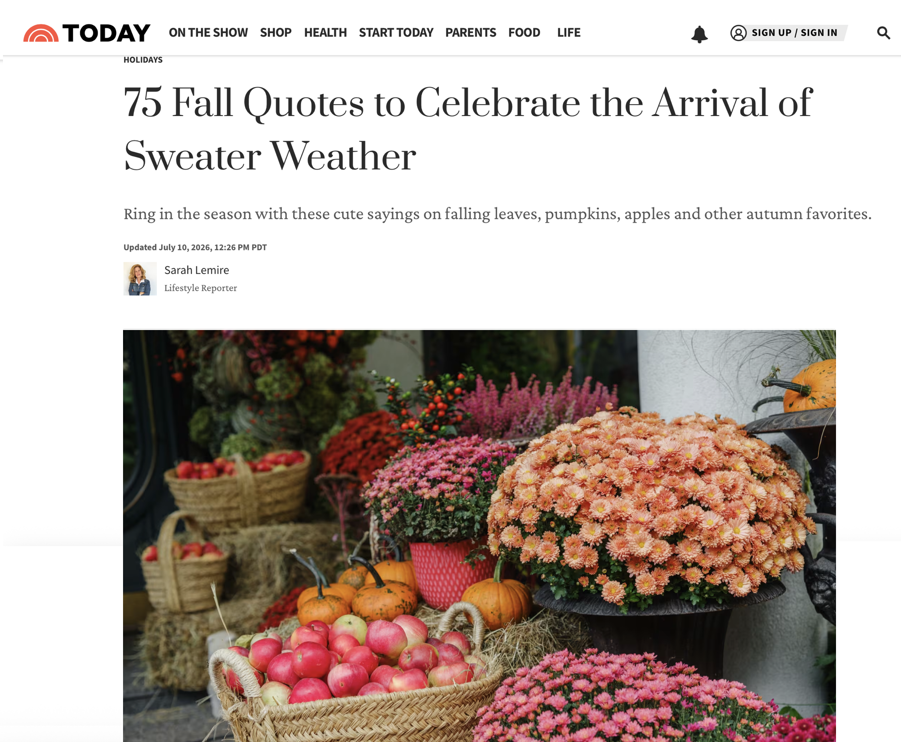 Marie Helen’s Quote Featured Again on TODAY!